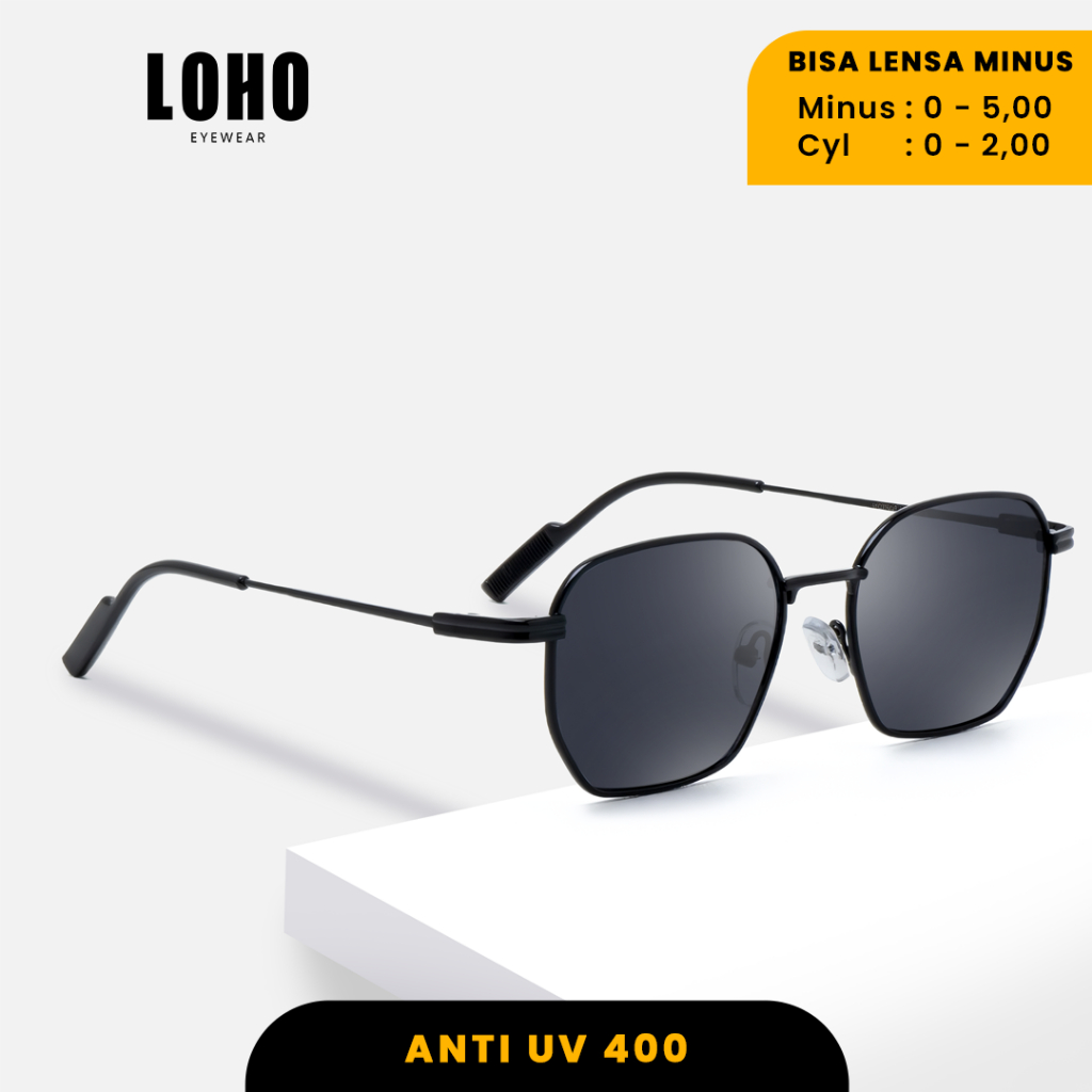 Jual LOHO Kacamata Hitam Bisa Minus sunglasses Kotak Anti UV400 Fasion ...
