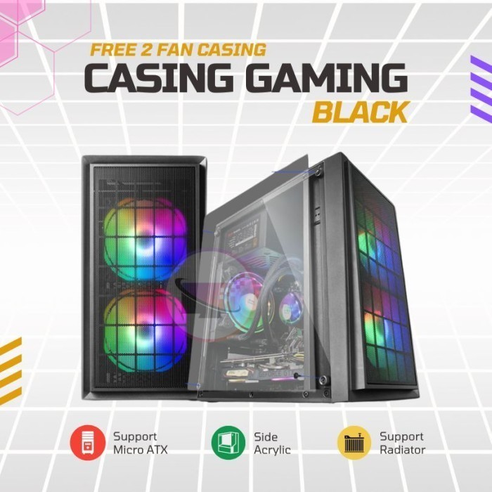 Jual Casing CPU Gaming Free Fan Rainbow NEW | Shopee Indonesia