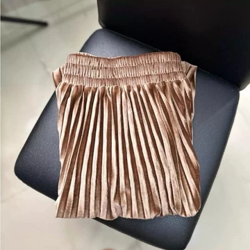 Rok Plisket Bludru 7 8 Spring Autumn Woven Hight Waist Plester Midi Skirt Rok Velvet Mewah