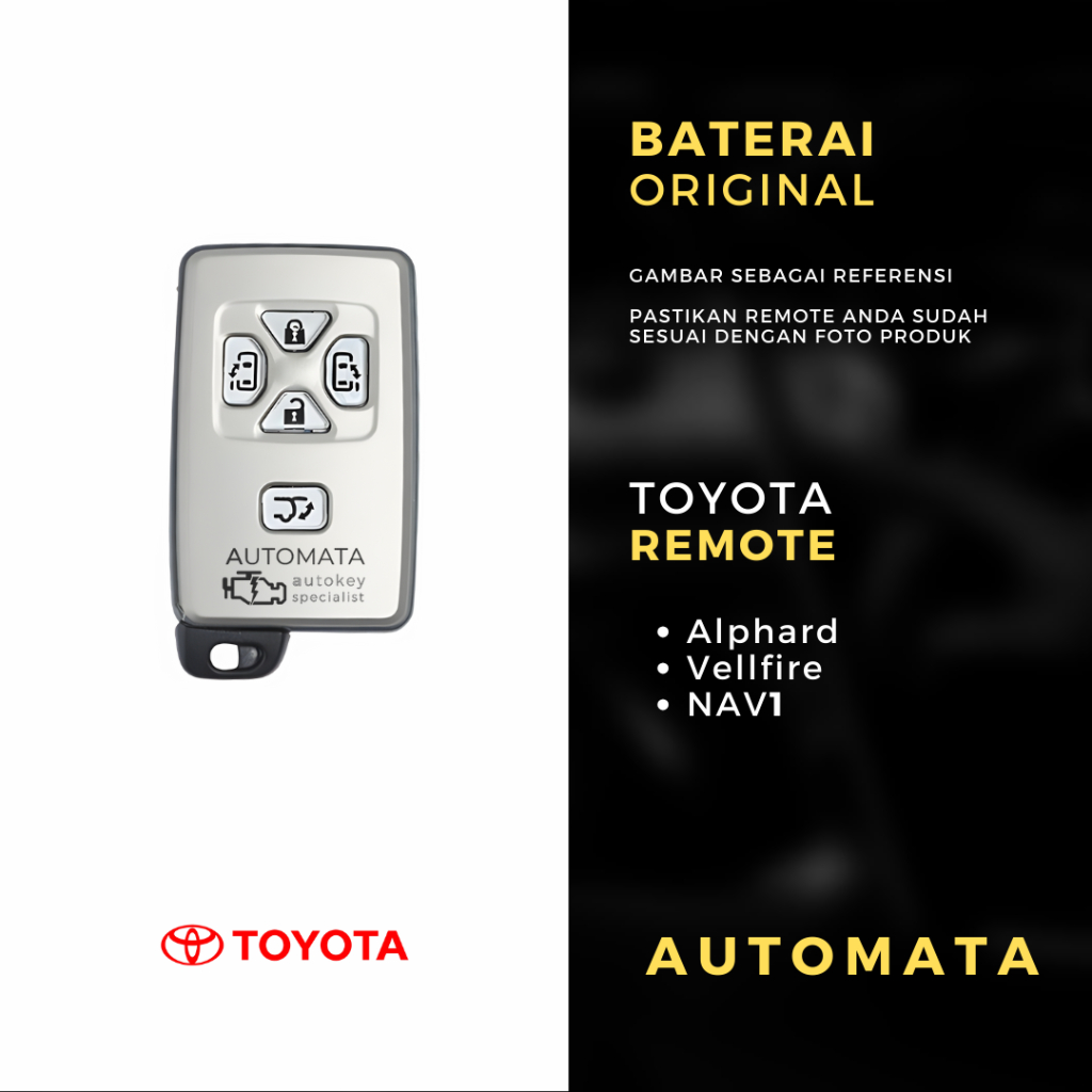 Jual Baterai Remote Kunci Keyless Mobil Toyota Alphard Vellfire NAV1 ...