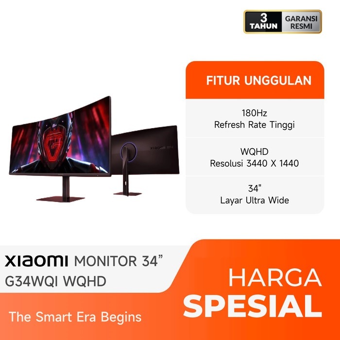 Jual Xiaomi Mi Monitor 34 Inch G34WQi WQHD Ultrawide 180Hz Curved ...