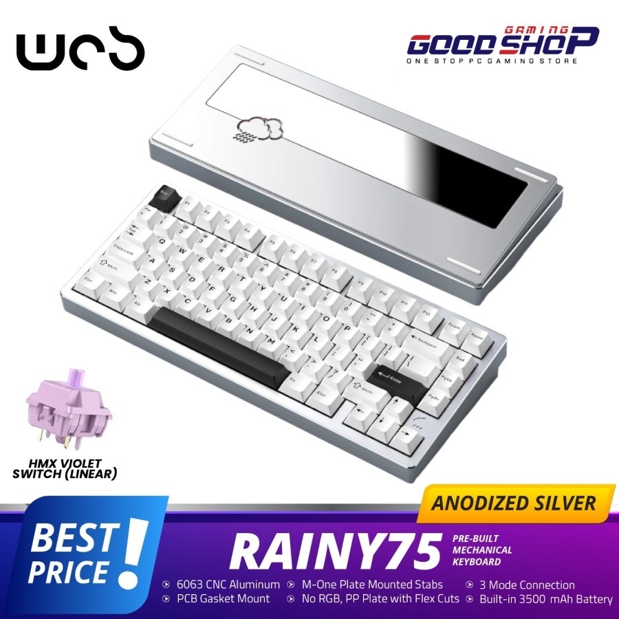 RAINY75 lite シルバー メカニカルキーボード （Wobkey Rainy75