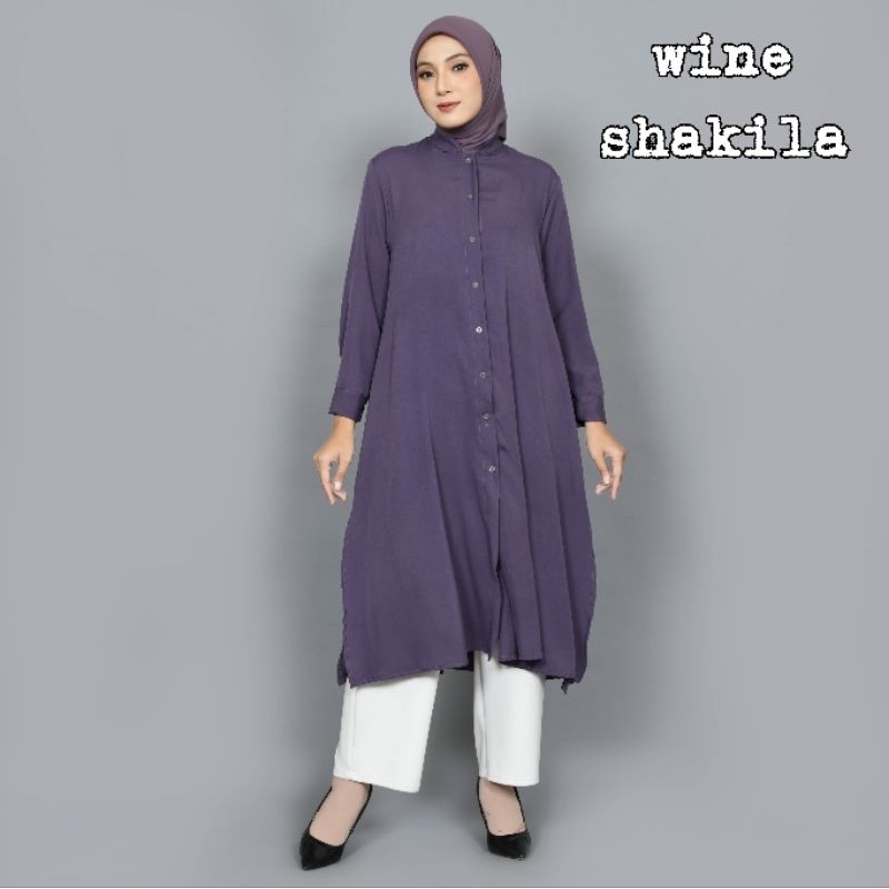 Jual Brandstore Long Tunik Shakila Botega Crinkle Airflow Kemeja