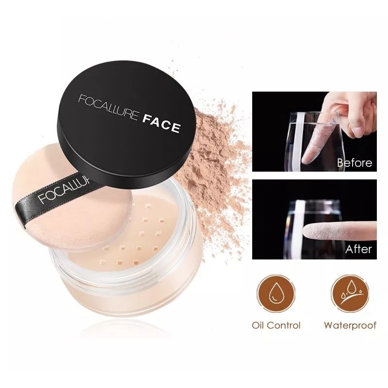 Jual ️KG FOCALLURE Waterproof Natural Loose Setting Powder Oil Control ...