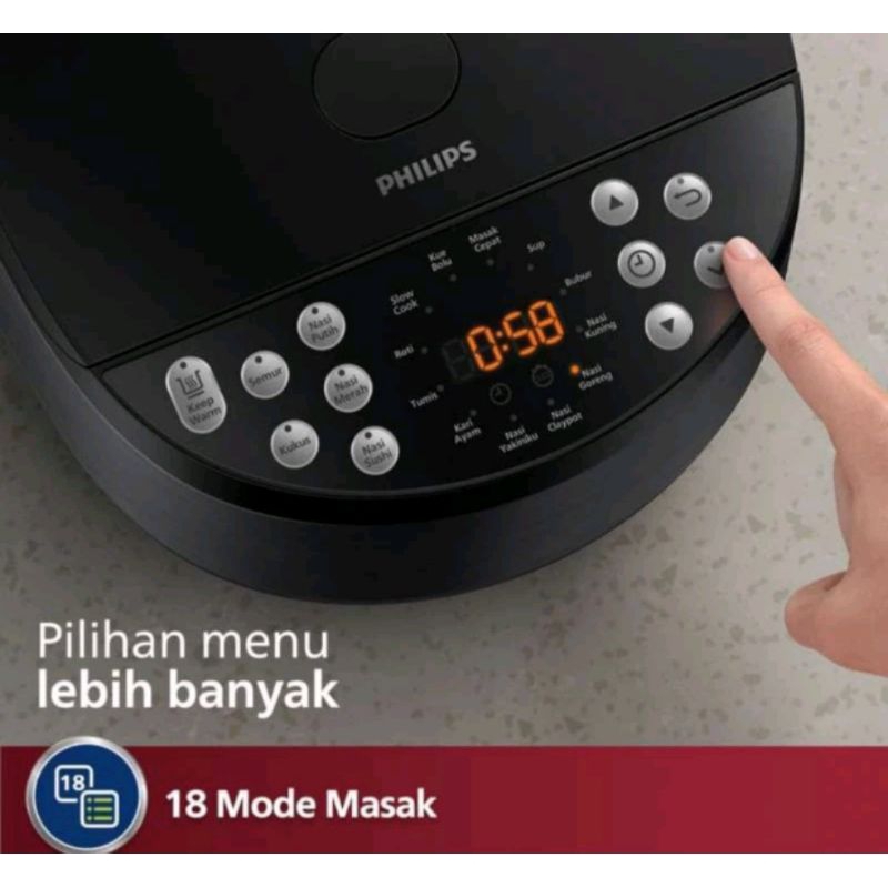 Jual Philips Digital Rice Cooker HD4515/92 - Black 1,8 L 18 Menu Hitam ...