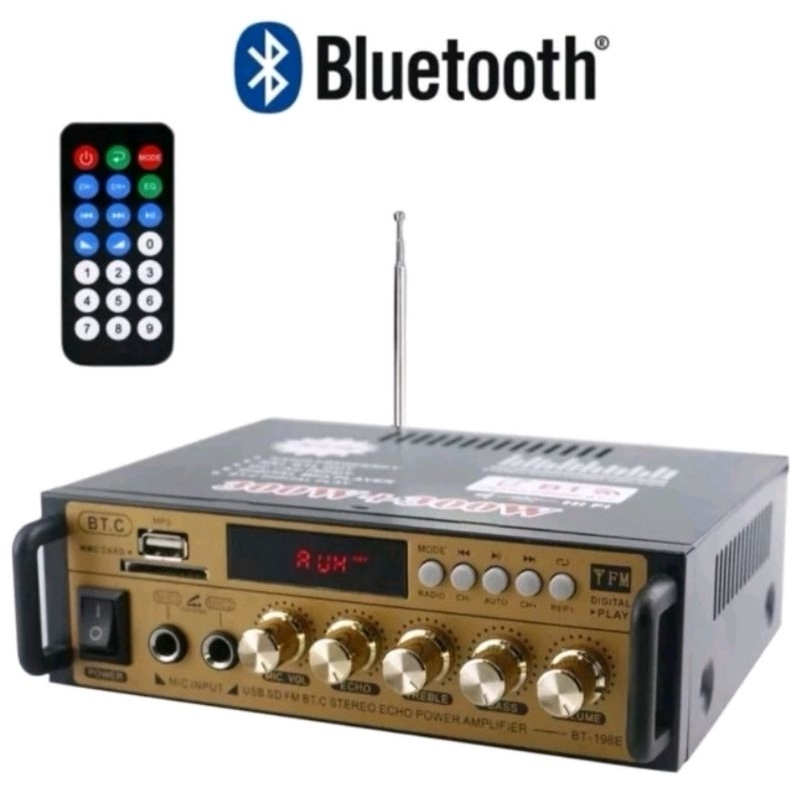 Jual (Model Terbaru)Power Amplifier Wireless BT 5.0 Kerndy BT-198E ECHO