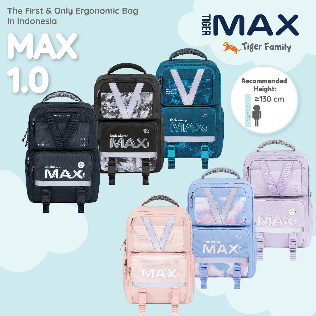 (ASURANSI) MAX 1.0 : TIGER FAMILY MAX Ergonomic Bag - Backpack Tas Ransel Remaja Untuk Kesehatan