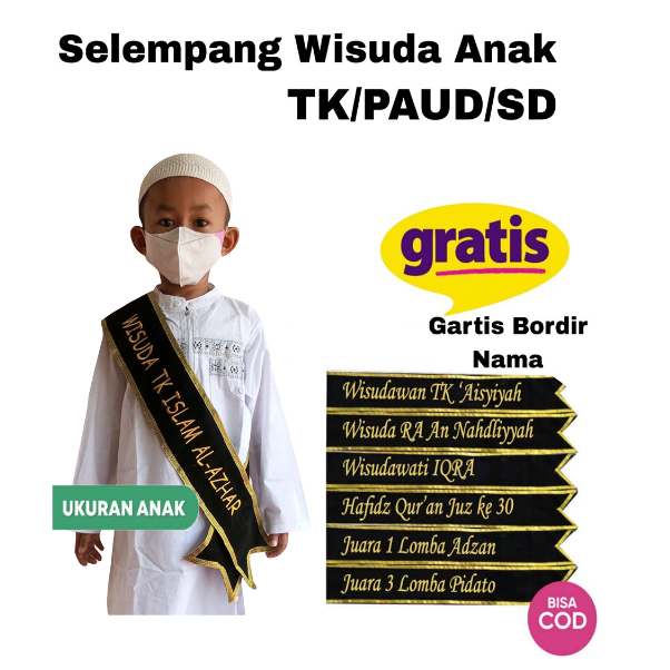 Jual SELEMPANG WISUDA ANAK PAUD TK SD SELEMPANG ANAK FREE BORDIR NAMA
