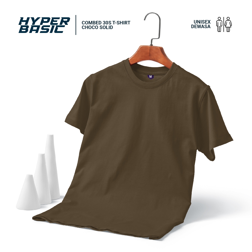 Jual Baju Kaos Polos Pria Tangan Pendek Warna Coklat Tua Choco Solid