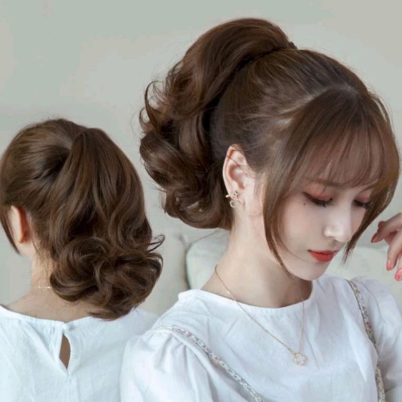 Jual Ponytail Jepit Rambut Palsu Model Gelombang Pendek 35 Cm Capit ...