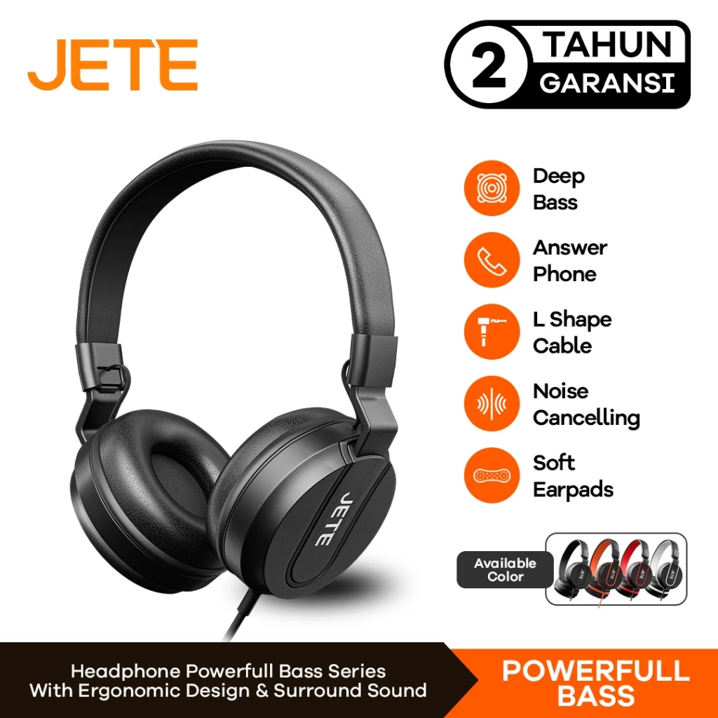 Headset Headphone Kabel JETE Powerfullbass - Garansi 2 Tahun
