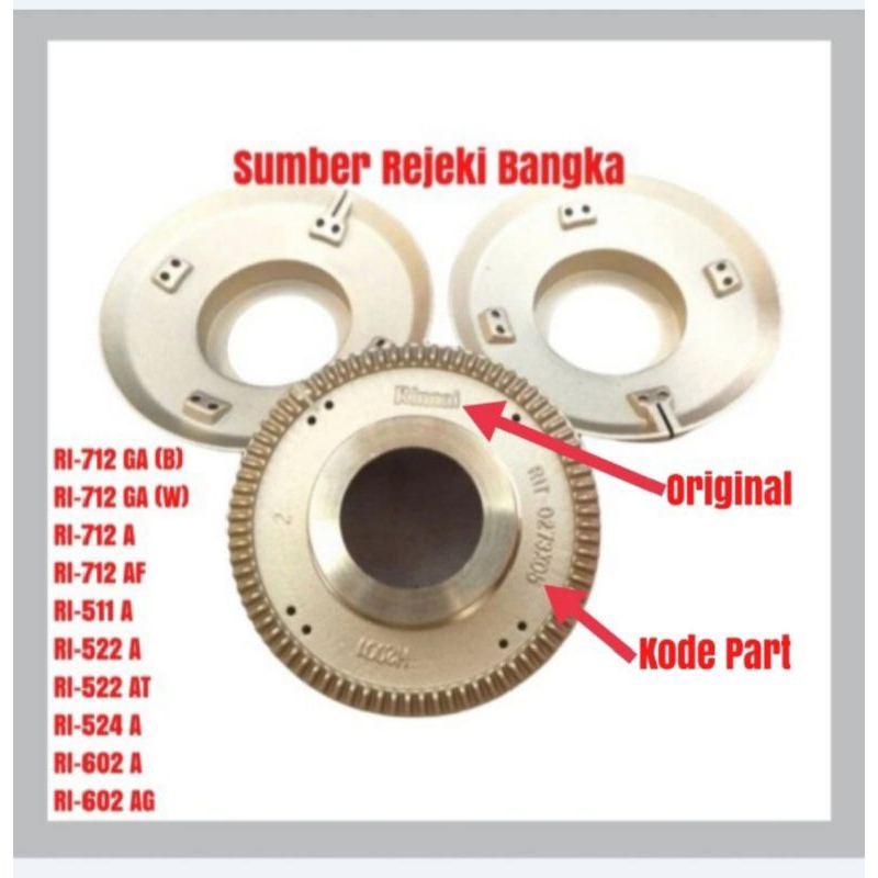 Jual BURNER API BESAR RINNAI RI-712 GA (B)/RI-712GA (B) / RI-712 GA (W ...