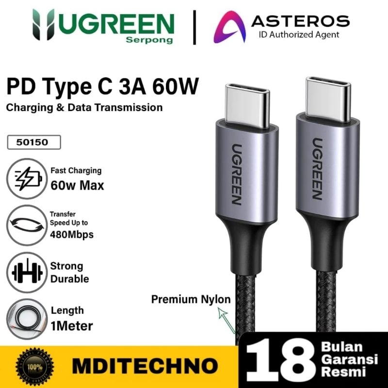 Jual Ugreen W Kabel Data Charger Usb Type C To Type C For Android Shopee Indonesia