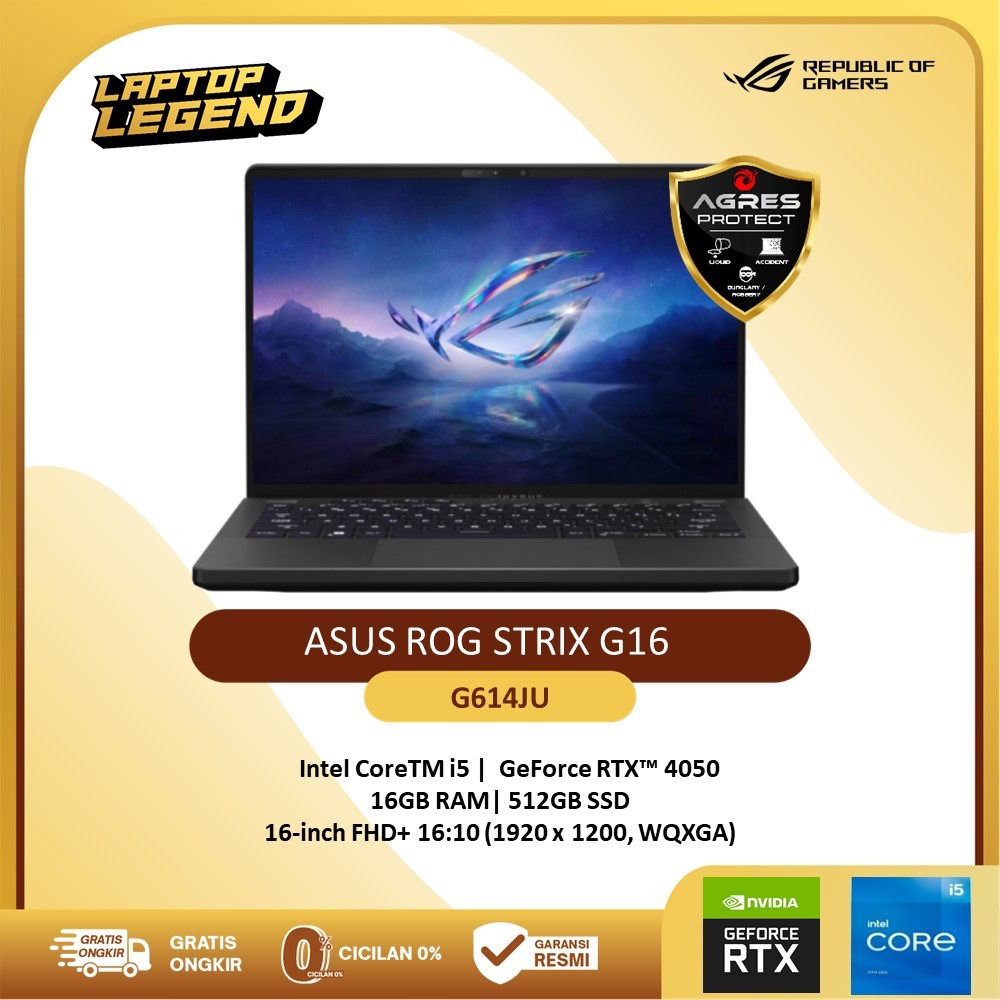 Jual Asus Rog Strix G16 G614ju I5 13540hx Rtx4050 6gb 16gb 512gb W11ohs 160fhd 165hz 4zrgb 6674