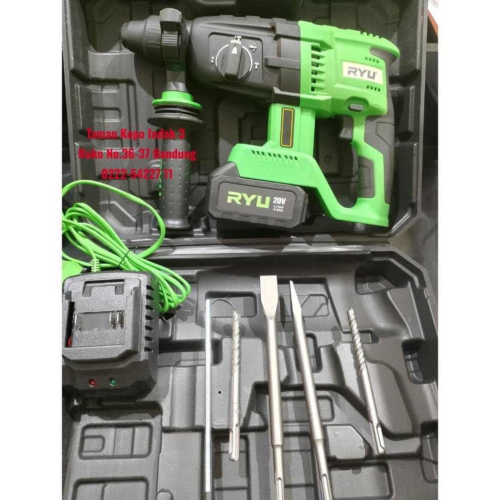 Jual RYU RCRH26 Cordless Rotary Hammer 26mm Bor Battery Mesin Bor