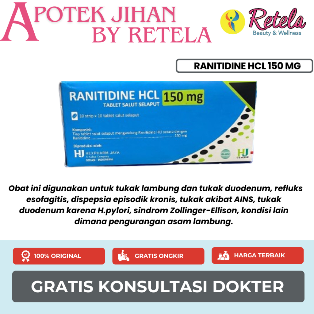 Jual Ranitidine 150 Mg 1 Box 100 Tab Gen Hj Shopee Indonesia