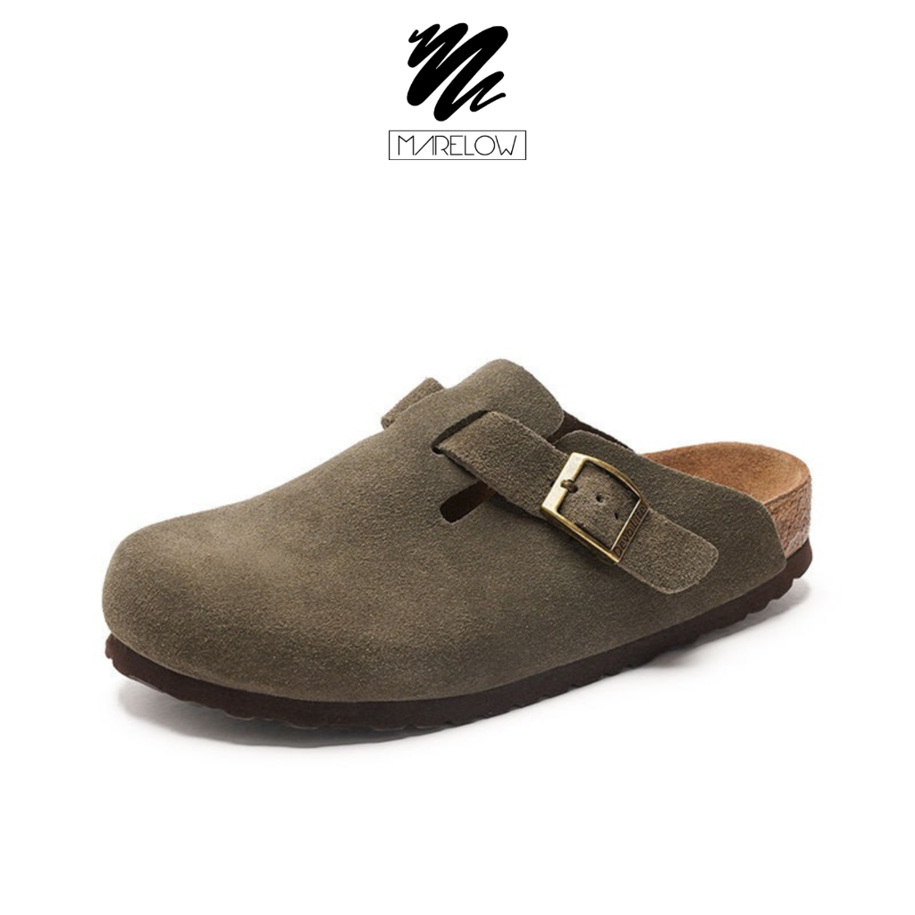 Jual Marelow® Boston Green - Sepatu Sandal Clogs Suede Wanita Sendal ...