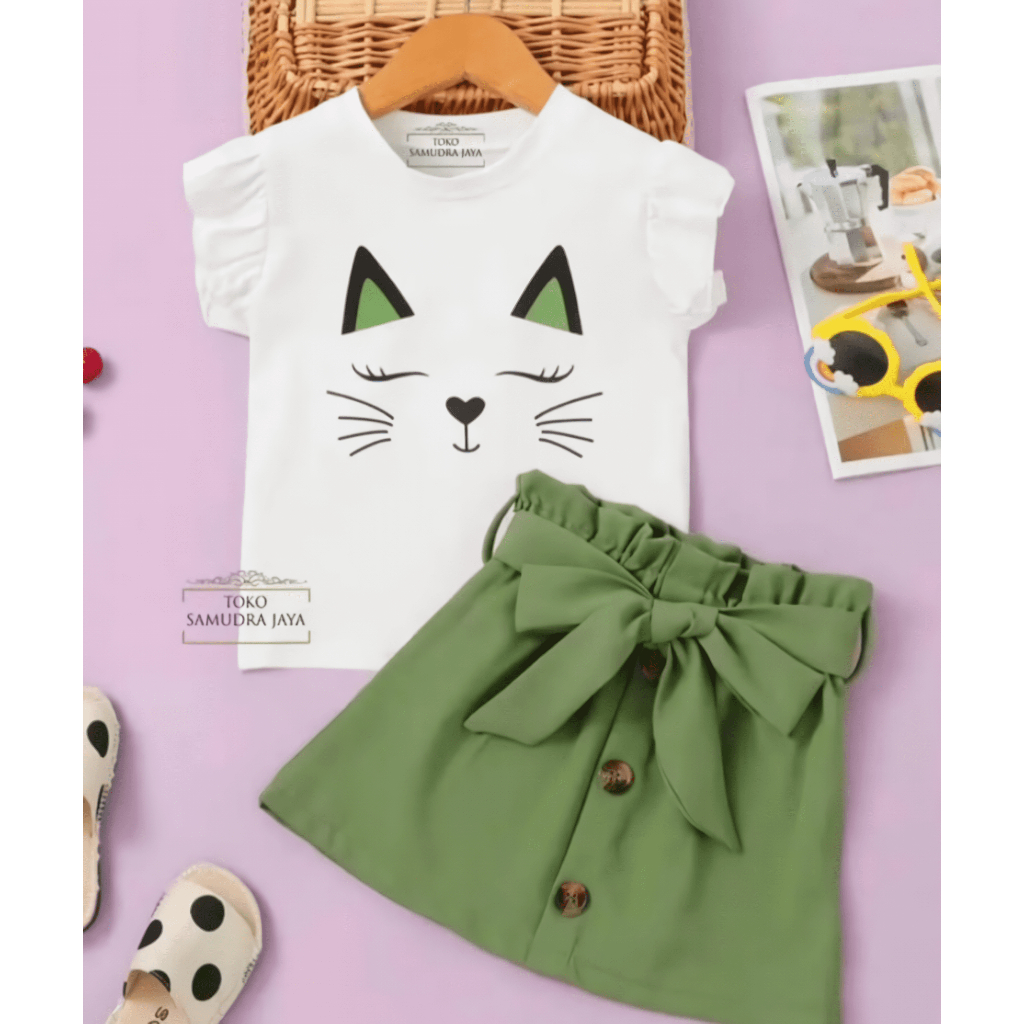 Pipiniko Overall Dress Icon Cat Anak Perempuan main image 1