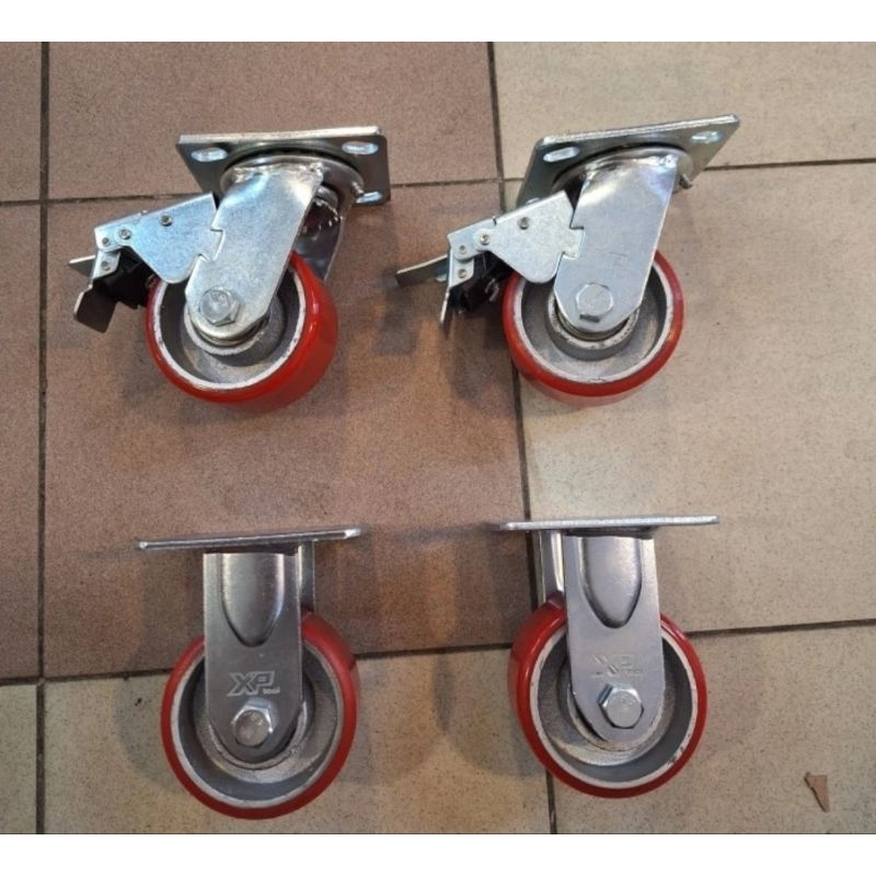 Jual Roda Pu Heavy Duty 4 inch (2rem+2mati) | Shopee Indonesia