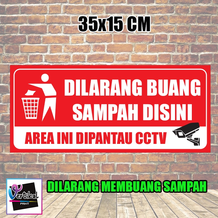 Jual Cetak Stiker Dilarang Buang Sampah Disini Area Diawasi CCTV