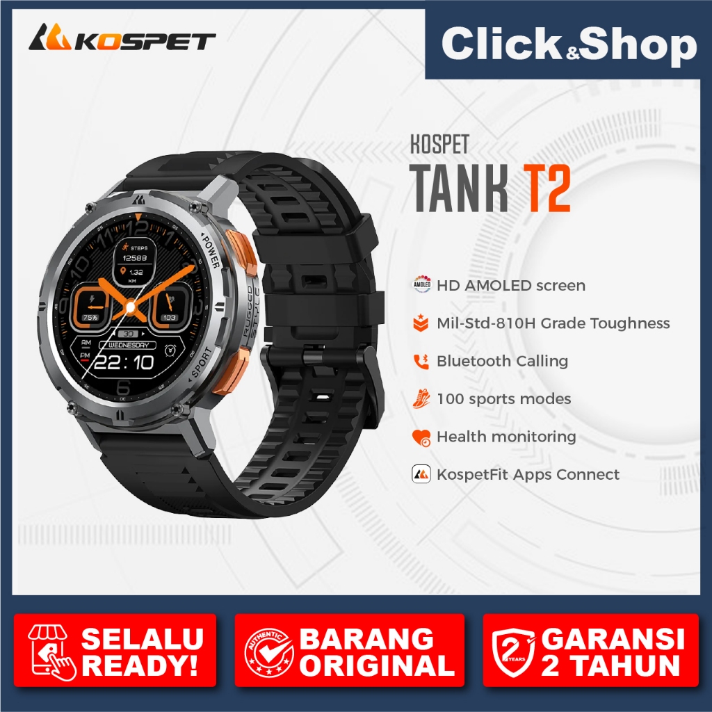 Jual Kospet Tank T2 Rugged Smartwatch Amoled SPO2 For Men Shopee