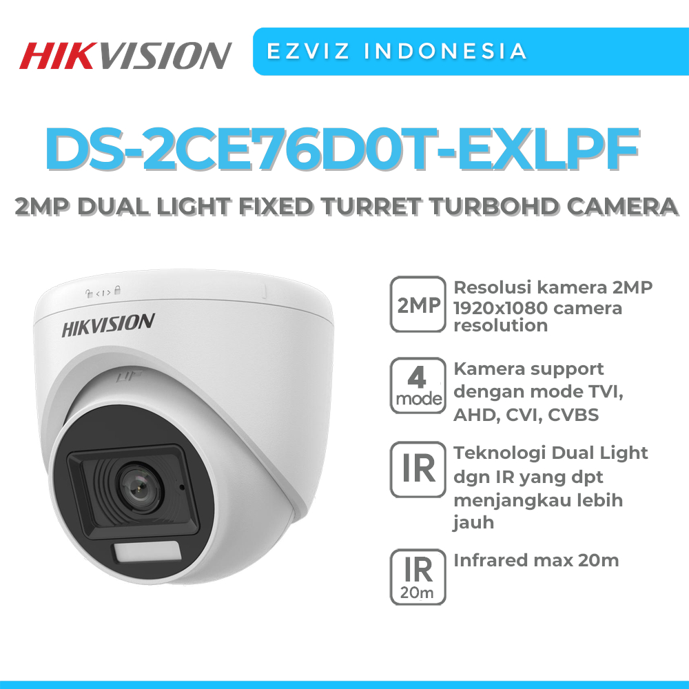 Jual Hikvision Ds 2ce76d0t Exlpf 2mp Dual Light Indoor Fixed Turret