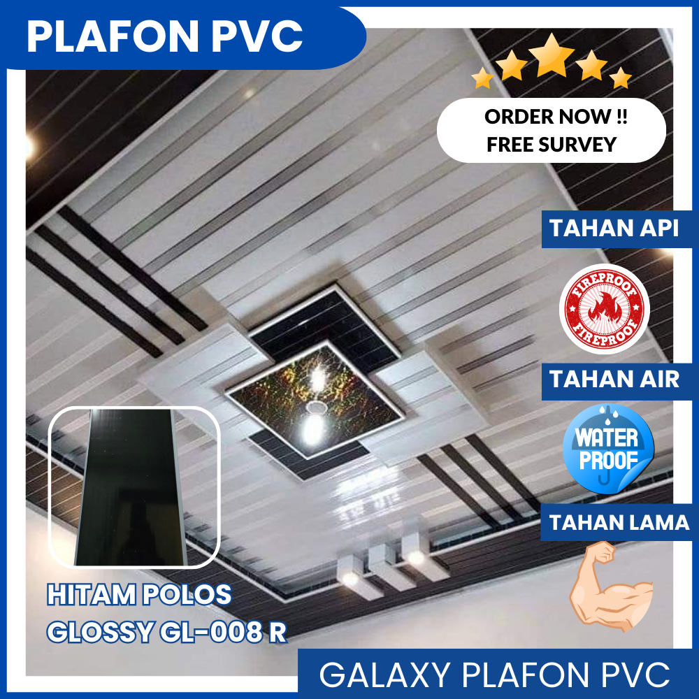 Jual Plafon PVC Minimalis Elegan Hitam Polos Glossy/Interior Atap Rumah ...