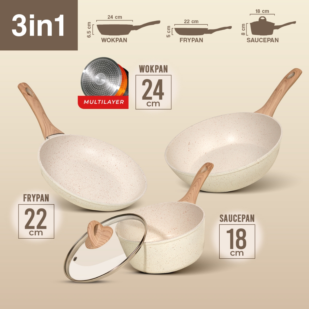 Jual Tifale By Hongzhuo In Organic Creamly Cookware Marble Coated