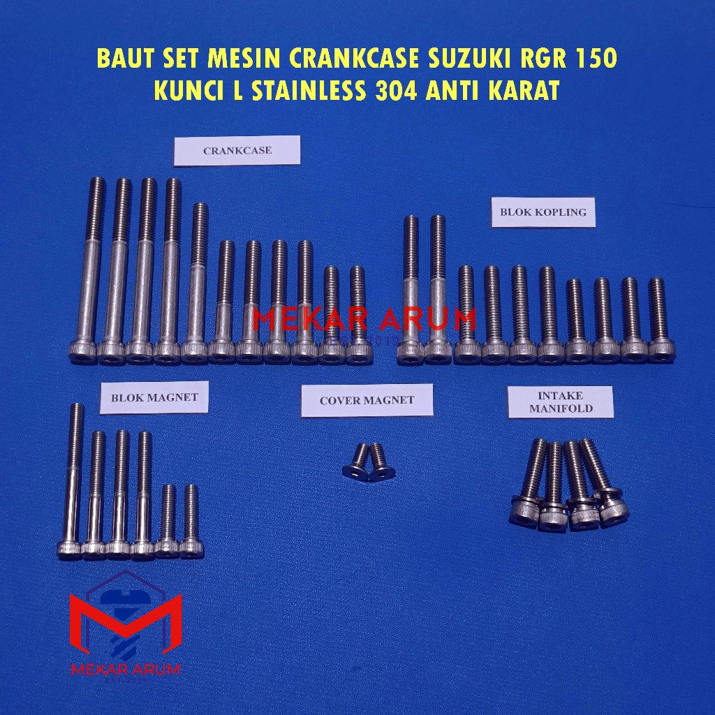Jual Baut Set Mesin Suzuki RGR 150 Kunci L stainless anti karat ...
