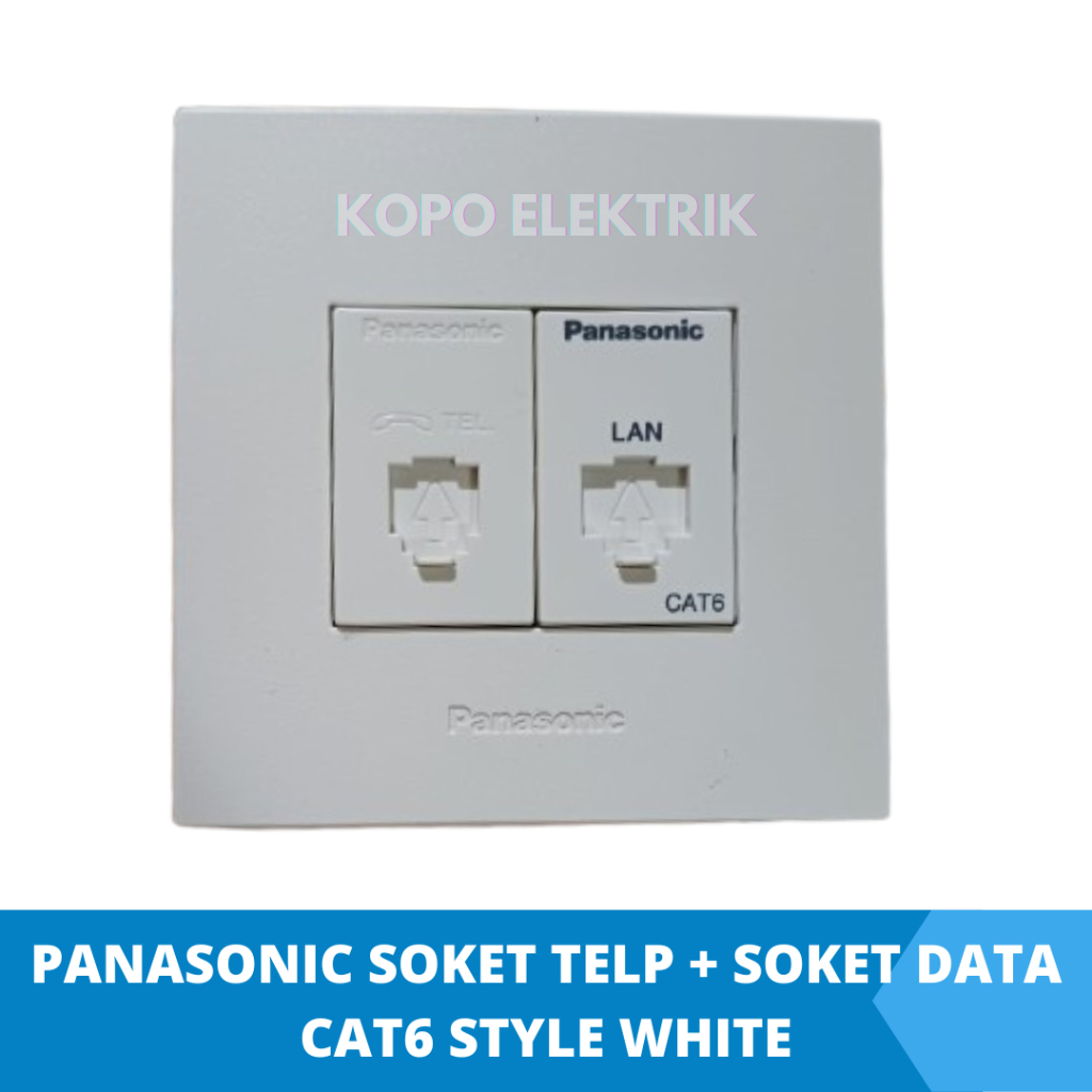 Jual Panasonic Soket Telp + Soket Data Cat6 Style White | Shopee Indonesia