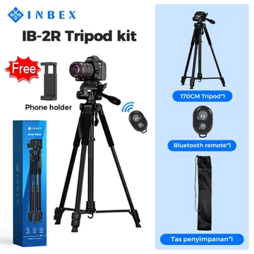 INBEX IB 2R 170CM Profesion Tripod Kamera Handphone Bluetooth Remote Konten Remote Bluetooth
