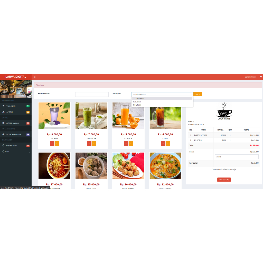 Resmi pembuat Aplikasi penjualan Cafe atau Restoran bisa juga untuk toko butik