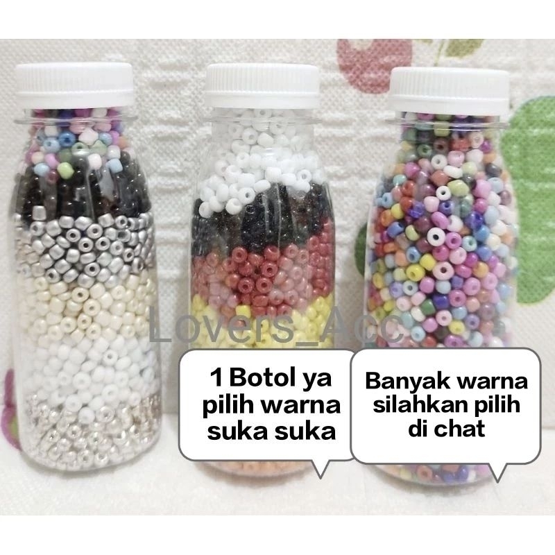 Jual Manik manik Pasir per botol 6/0 4mm / 8/0 3mm 130gr | Shopee Indonesia