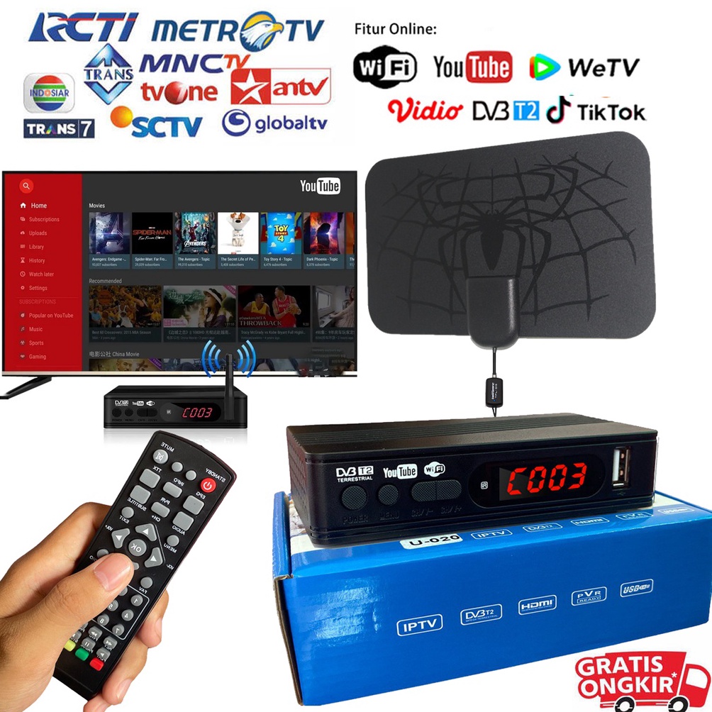 Jual Taffware PAKET Set Top Box Antena TV Digital Booster Amplifier
