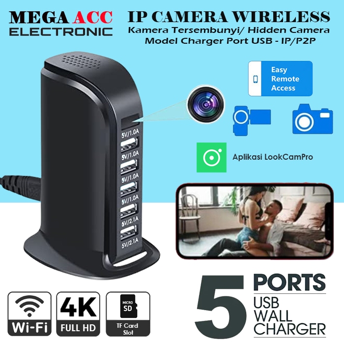 Jual Ip Camera Wireless - Spy Camera Wifi Model 5 Port USB Charging ...