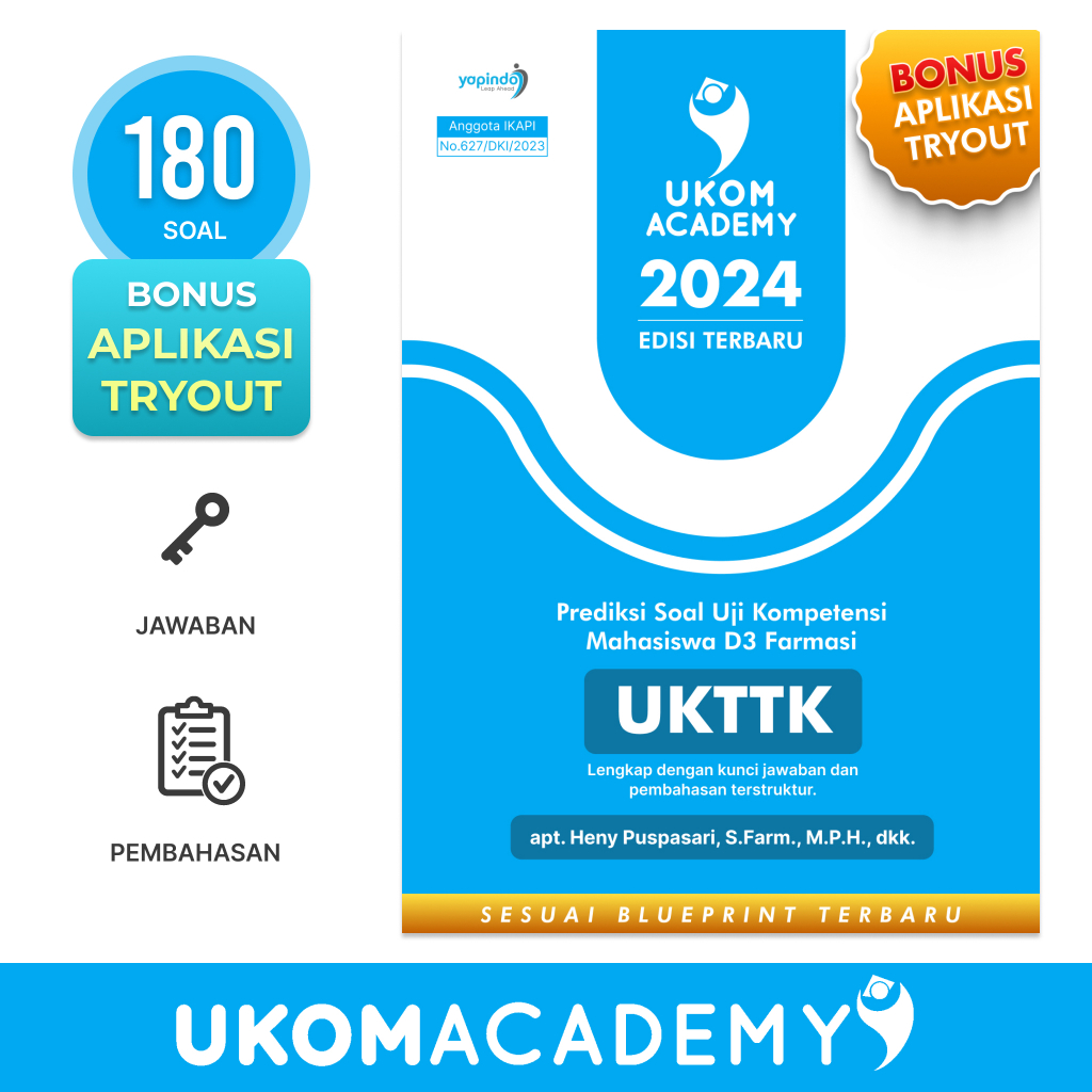 Jual UKOM Academy Buku Prediksi Soal UKOM D3 Farmasi ( UKTTK ) 2024 ...