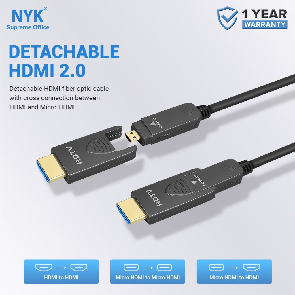 NYK Kabel HDMI 30M Kabel Fiber Optic Micro HDMI to HDMI 2.0 Detachable HDMI Active COD (4)