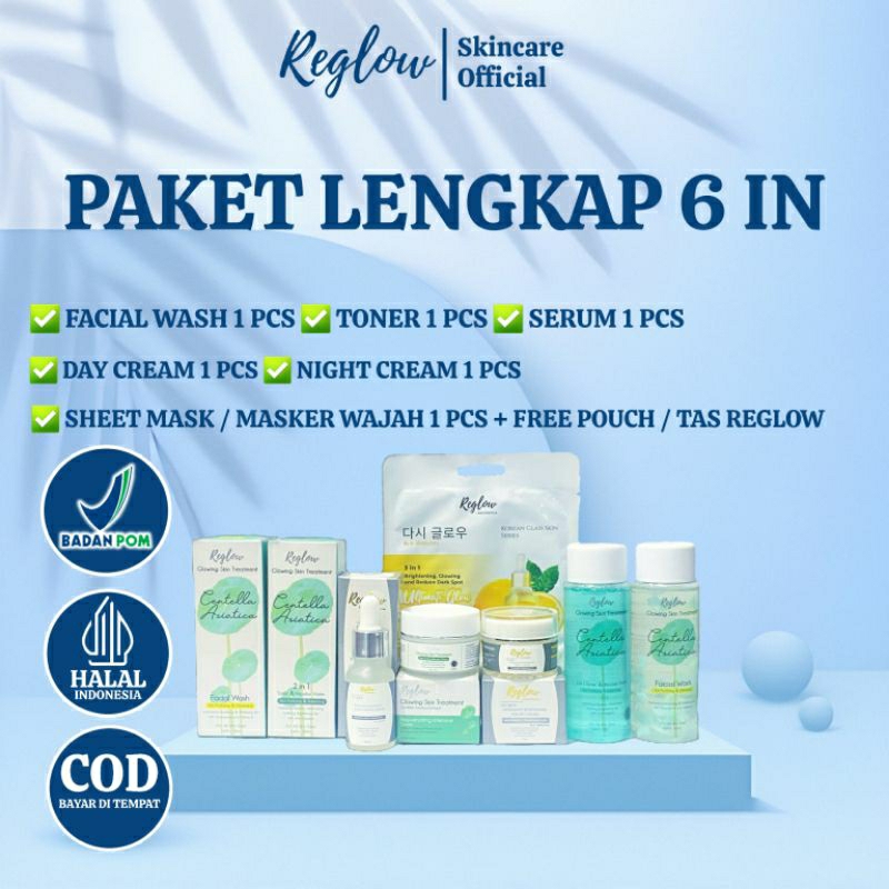 Jual Reglow Skincare Paket lengkap Facial Wash Toner Serum Day Cream ...