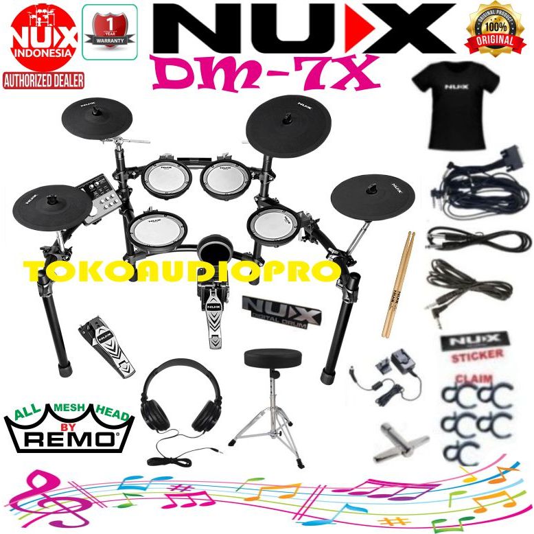 Jual Nux DM7X Mesh Head with rim function Electronic Digital Drum kit ...