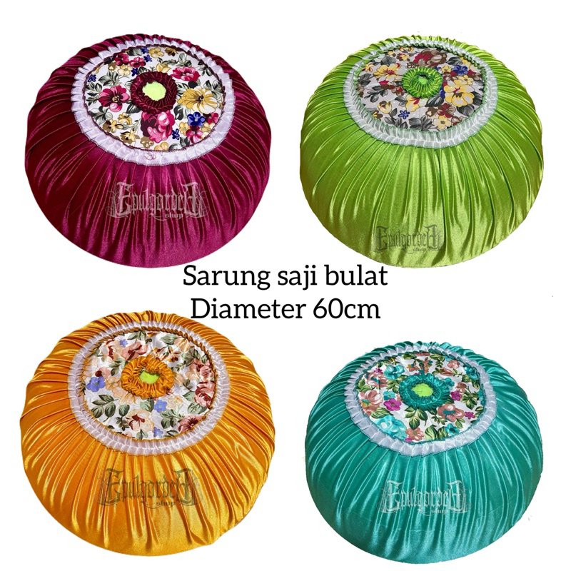 Jual sarung turup tudung saji bulat motif bunga diameter 60cm saten ...
