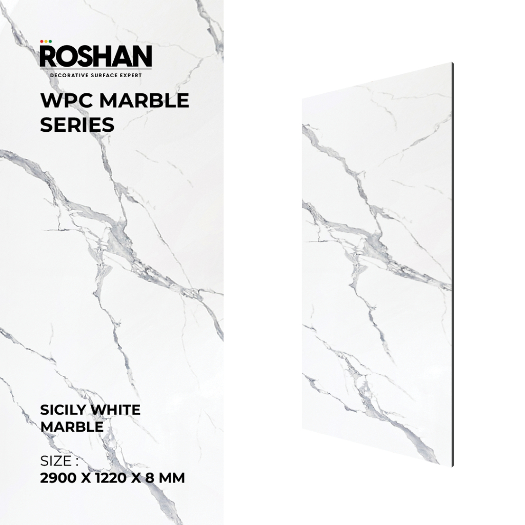 Jual WALL PANEL WPC ROSHAN 2.90 M x 1.22 M - SICILY WHITE MARBLE ...