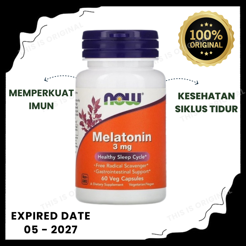 Jual Suplemen Vitamin Susah Tidur Melatonin 3mg Now Foods 60 Kapsul ...