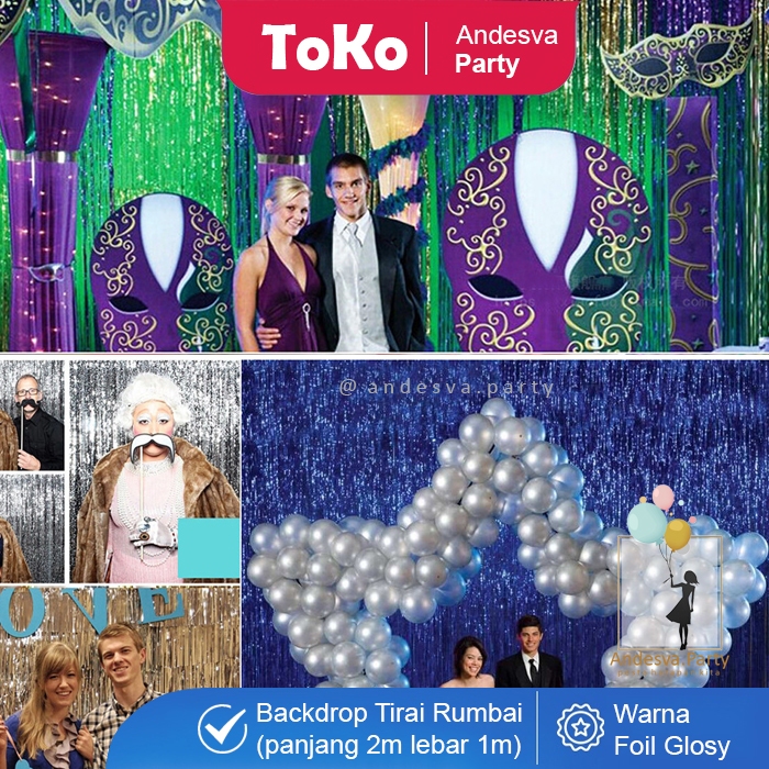 Jual tirai foil rumbai pesta / backdrop foil rumbai / background foil ...