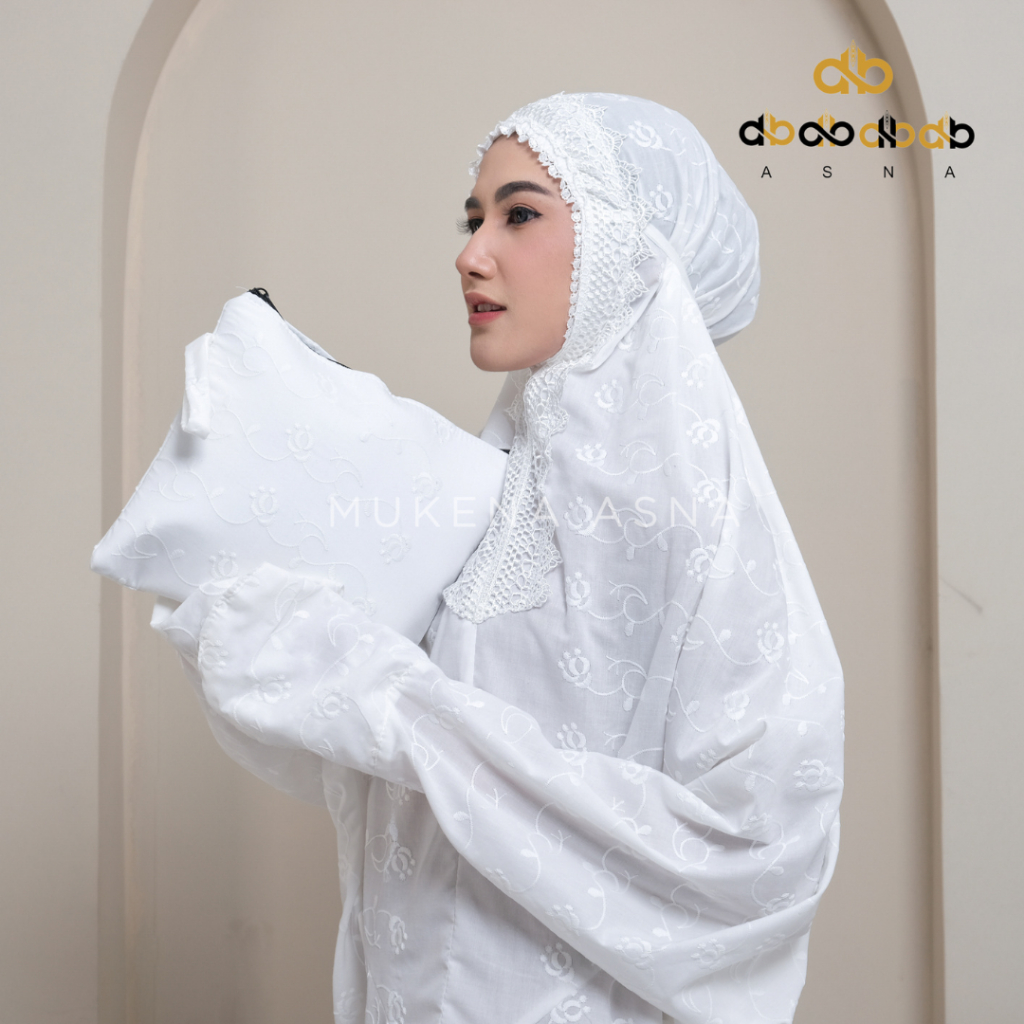 Asna Mukena - Mukenah Terusan Katun Paris Bordir Renda Premium