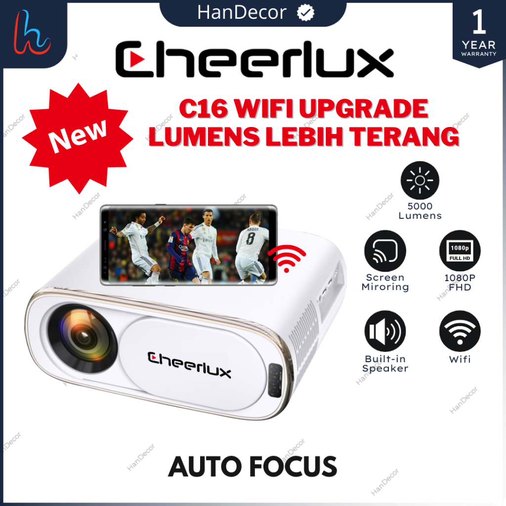 Jual CHEERLUX C16 Wifi Bluetooth Cheerlux 5000 LUMENS | Proyektor C16 ...