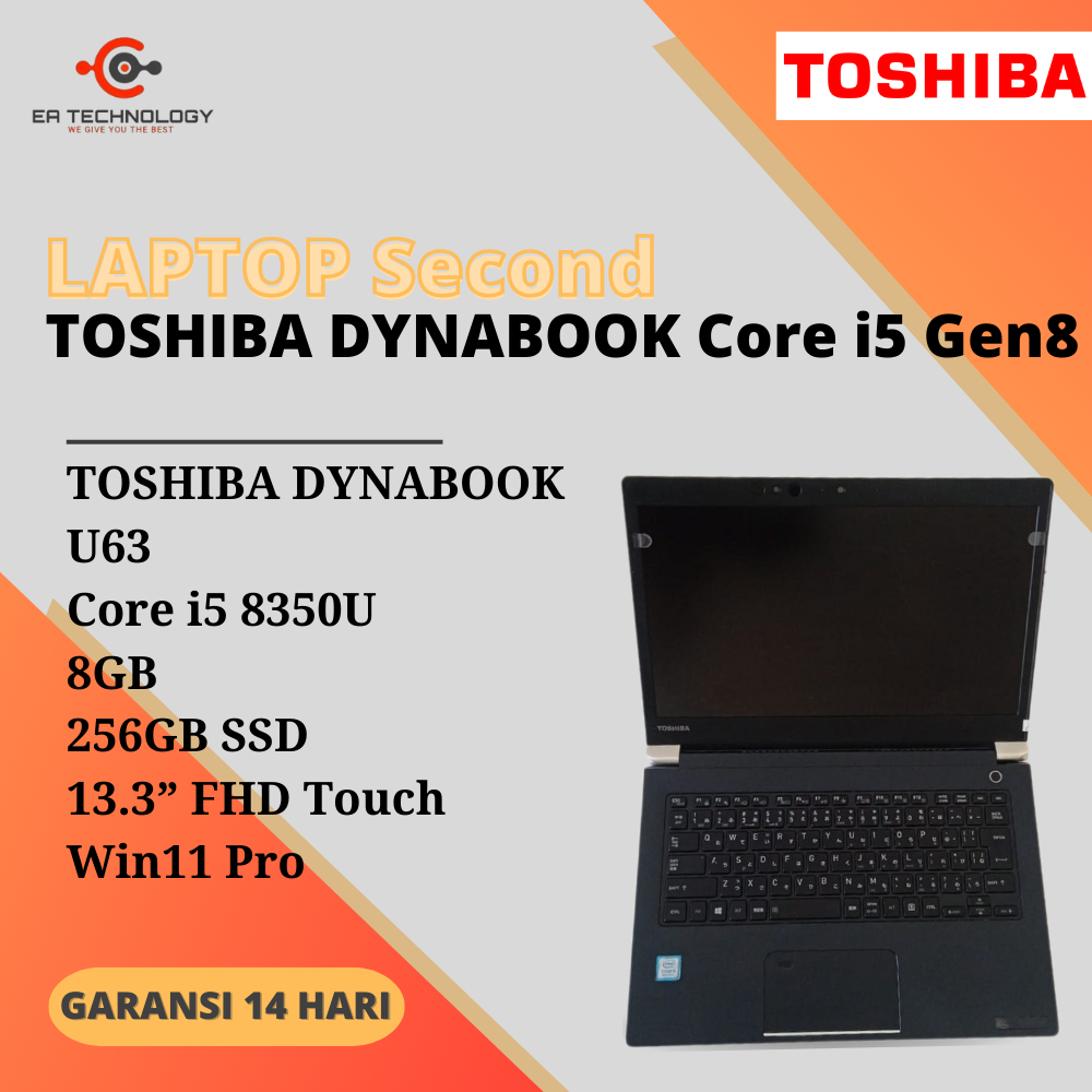 Jual TOSHIBA DYNABOOK U63 Core i5-8350U 8GB 256SSD 13.3”FHD