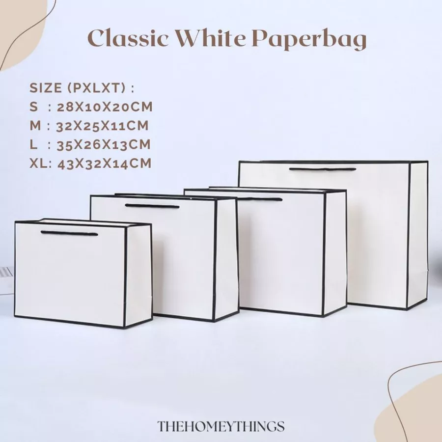 Paper Bag Putih List Hitam Elegant
