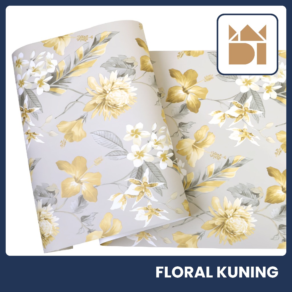 Jual Adipatidinding - Wallpaper Motif Bunga Floral Kuning Ukuran 45 Cm ...