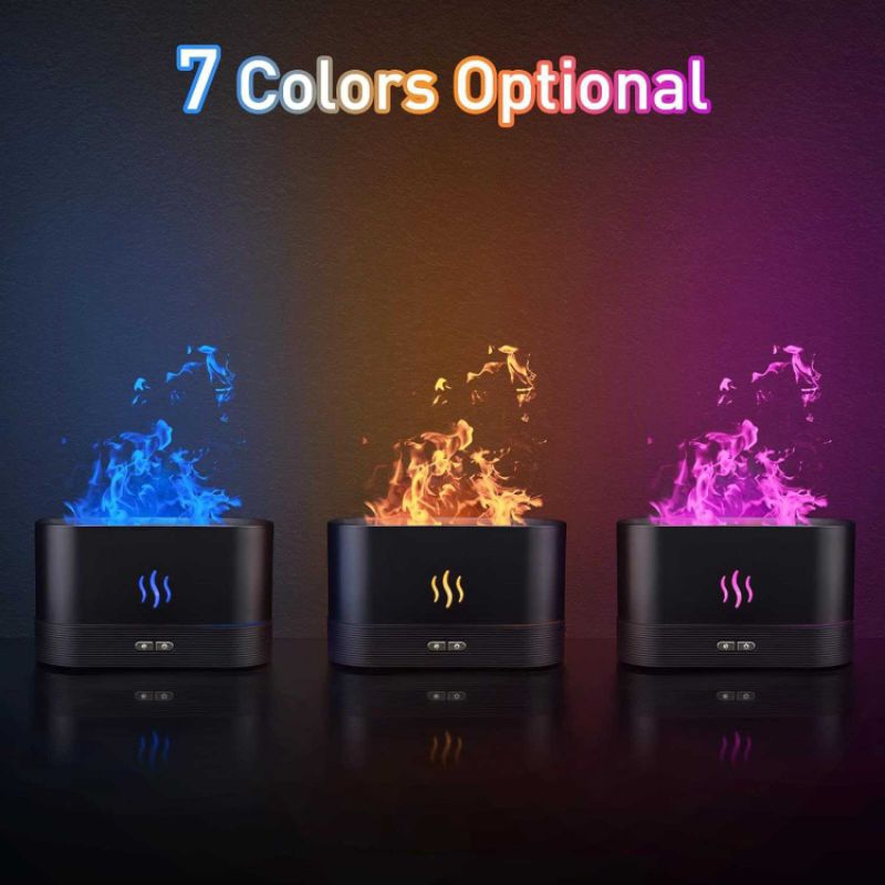 Jual Flame Air Humidifier Aromatherapy Essential Oil Diffuser 7 Color ...