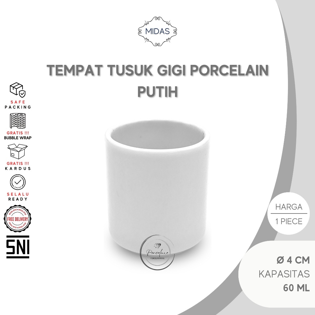 Jual Midas Tempat Tusuk Gigi Porselen Putih 5 cm Tooth Pick Holder ...